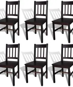 vidaXL Dining Chairs 6 pcs Brown Pinewood