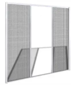White Sliding Insect Screen for Double Doors 215 x 215 cm