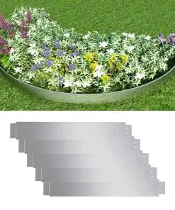 vidaXL Set of 5 Flexible Lawn Fence Galvanised Steel 100 x 15 cm