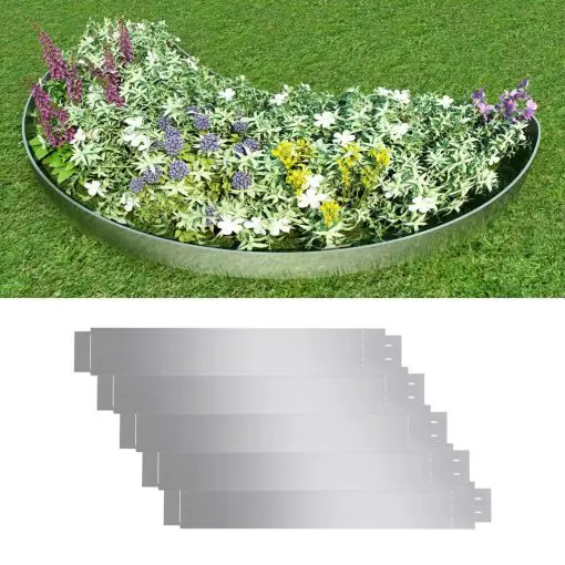 vidaXL Set of 5 Flexible Lawn Fence Galvanised Steel 100 x 15 cm