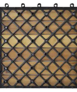 10 pcs Acacia Decking Tiles 30 x 30 cm Vertical Pattern