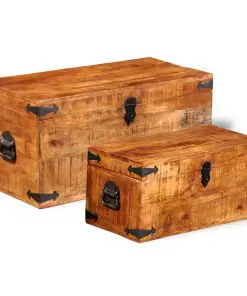 vidaXL Storage Chest Set 2 Pieces Rough Mango Wood
