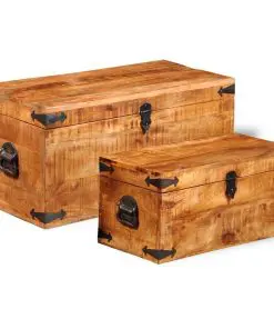 vidaXL Storage Chest Set 2 Pieces Rough Mango Wood