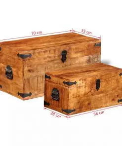 vidaXL Storage Chest Set 2 Pieces Rough Mango Wood