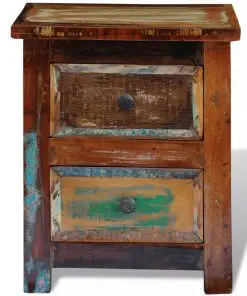 vidaXL Nightstand with 2 Drawers Solid Reclaimed Wood