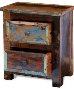 vidaXL Nightstand with 2 Drawers Solid Reclaimed Wood