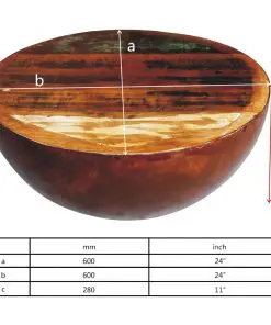 vidaXL Coffee Table Bowl-shaped with Steel Base Solid Reclaimed Wood