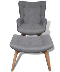 vidaXL Armchair with Footstool Grey Fabric