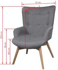 vidaXL Armchair with Footstool Grey Fabric