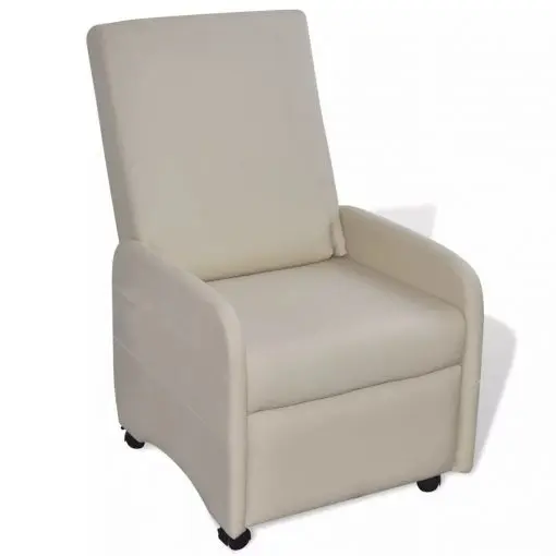 vidaXL Folding Armchair Cream Faux Leather