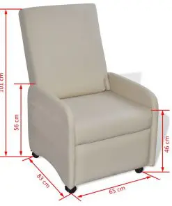 vidaXL Folding Armchair Cream Faux Leather