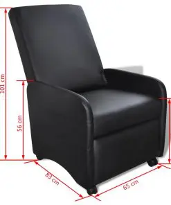 vidaXL Folding Armchair Black Faux Leather