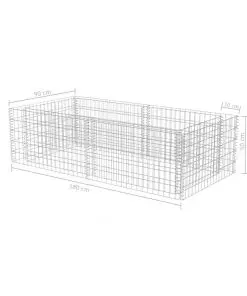 vidaXL Gabion Planter Galvanised Steel 180x90x50 cm