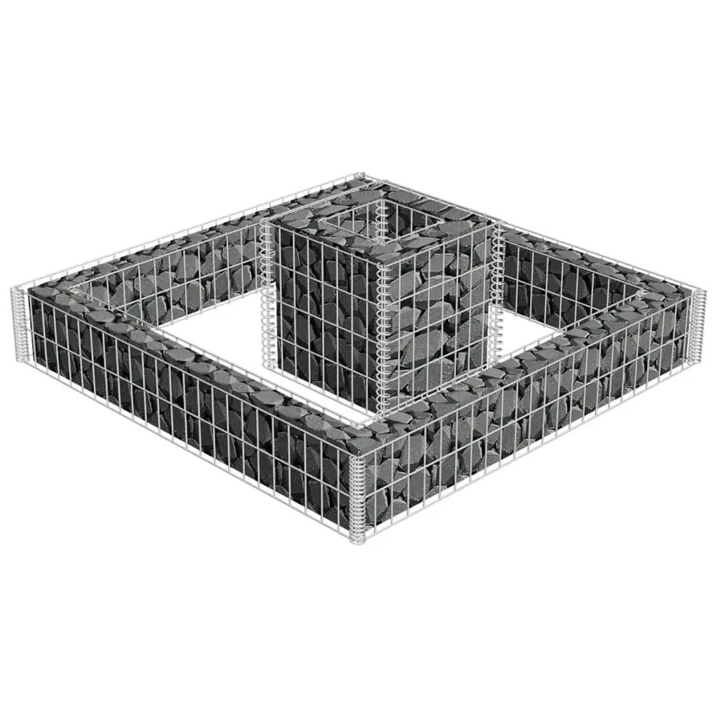 vidaXL Gabion Planter Galvanised Steel 120x120x20