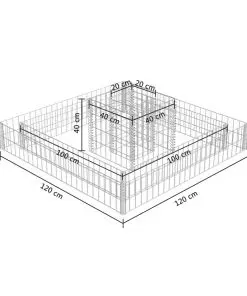 vidaXL Gabion Planter Galvanised Steel 120x120x20