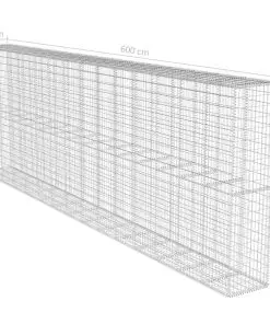 vidaXL Gabion Wall with Cover Galvanised Steel 600x50x200 cm