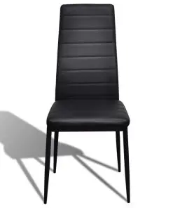 Dining Set Black Slim Line Chair 4 pcs with 1 Glass Table