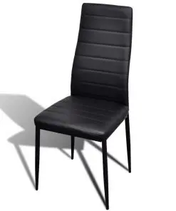 Dining Set Black Slim Line Chair 4 pcs with 1 Glass Table