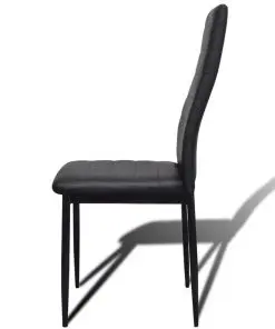 Dining Set Black Slim Line Chair 4 pcs with 1 Glass Table