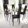 Dining Set Black Slim Line Chair 4 pcs with 1 Glass Table Dining Set Black Slim Line Chair 4 pcs with 1 Glass Table