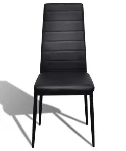 Dining Set Black Slim Line Chair 6 pcs with 1 Glass Table