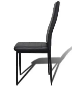 Dining Set Black Slim Line Chair 6 pcs with 1 Glass Table