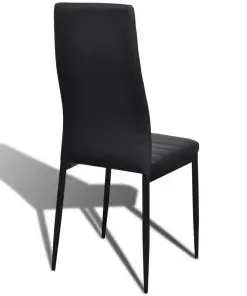 Dining Set Black Slim Line Chair 6 pcs with 1 Glass Table
