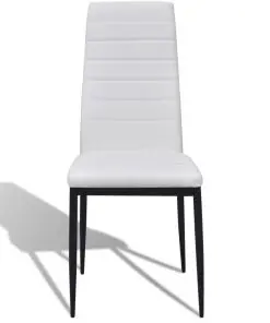 Dining Set White Slim Line Chair 4 pcs with 1 Glass Table