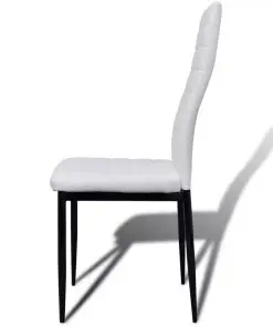 Dining Set White Slim Line Chair 4 pcs with 1 Glass Table