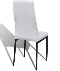 Dining Set White Slim Line Chair 4 pcs with 1 Glass Table