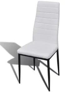 Dining Set White Slim Line Chair 6 pcs with 1 Glass Table
