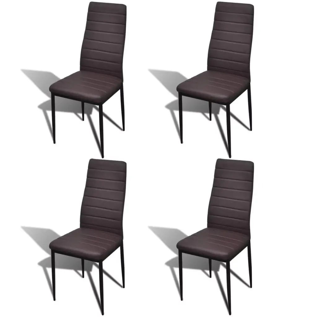 Dining Set Brown Slim Line Chair 4 pcs with 1 Glass Table