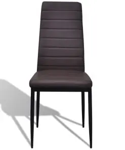 Dining Set Brown Slim Line Chair 4 pcs with 1 Glass Table