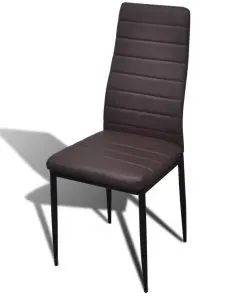 Dining Set Brown Slim Line Chair 4 pcs with 1 Glass Table