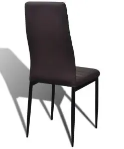 Dining Set Brown Slim Line Chair 4 pcs with 1 Glass Table