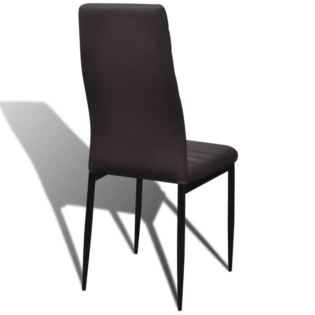 Dining Set Brown Slim Line Chair 4 pcs with 1 Glass Table