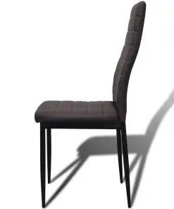 Dining Set Brown Slim Line Chair 6 pcs with 1 Glass Table