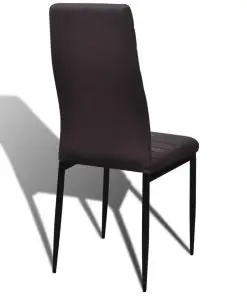 Dining Set Brown Slim Line Chair 6 pcs with 1 Glass Table