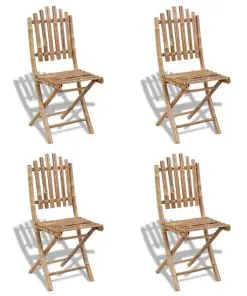 vidaXL Foldable Outdoor Chairs Bamboo 4 pcs