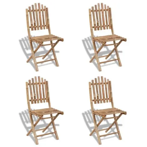 vidaXL Foldable Outdoor Chairs Bamboo 4 pcs