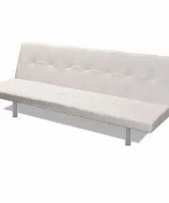 vidaXL Sofa Bed with Two Pillows Artificial Leather Adjustable Cream White