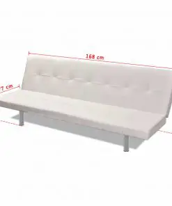 vidaXL Sofa Bed with Two Pillows Artificial Leather Adjustable Cream White