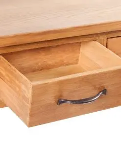 vidaXL Console Table with 2 Drawers 83x30x73 cm Solid Oak Wood