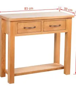 vidaXL Console Table with 2 Drawers 83x30x73 cm Solid Oak Wood