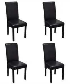 vidaXL Dining Chairs 4 pcs Black Faux Leather