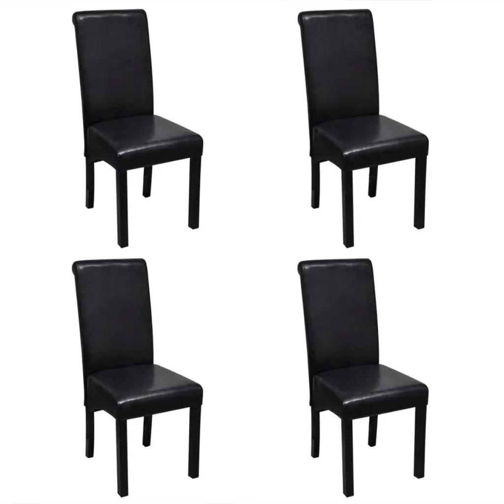 vidaXL Dining Chairs 4 pcs Black Faux Leather