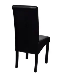vidaXL Dining Chairs 4 pcs Black Faux Leather