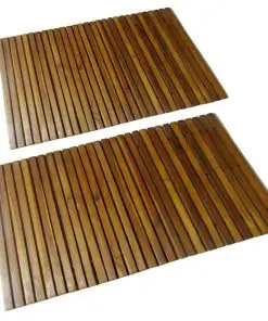 2 pcs Acacia Bath Mat 80 x 50 cm