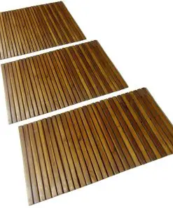 3 pcs Acacia Bath Mat 80 x 50 cm
