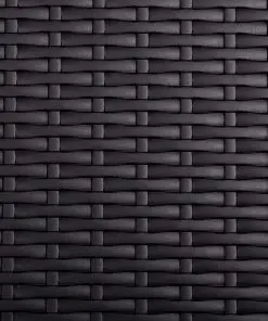 vidaXL Outdoor Table with 2 Benches HDPE Black Rattan Look